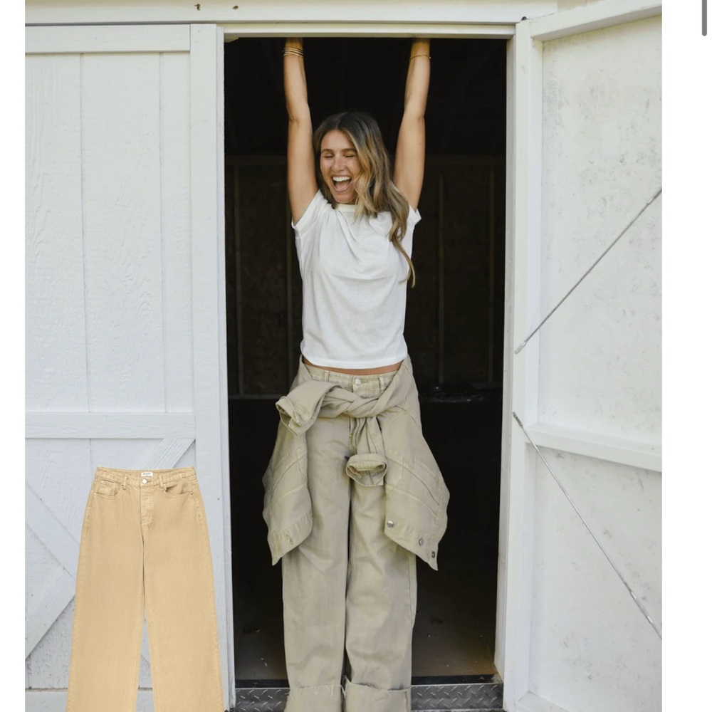Wide Leg Beige Jeans